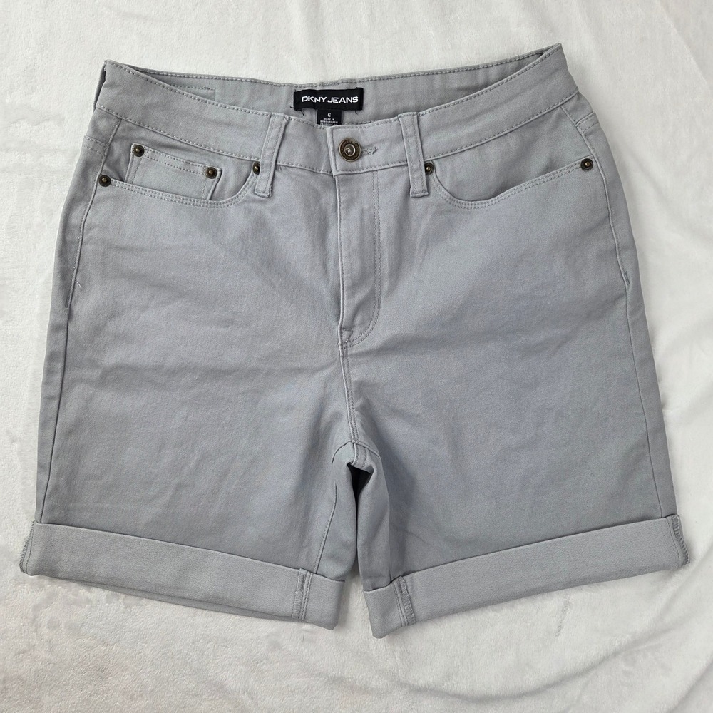 DKNY Jeans Shorts Women 6 Gray Cuffed Denim Casual Mid-Rise Excellent
